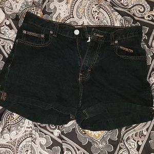 Calvin Klein high waisted dark wash denim shorts
